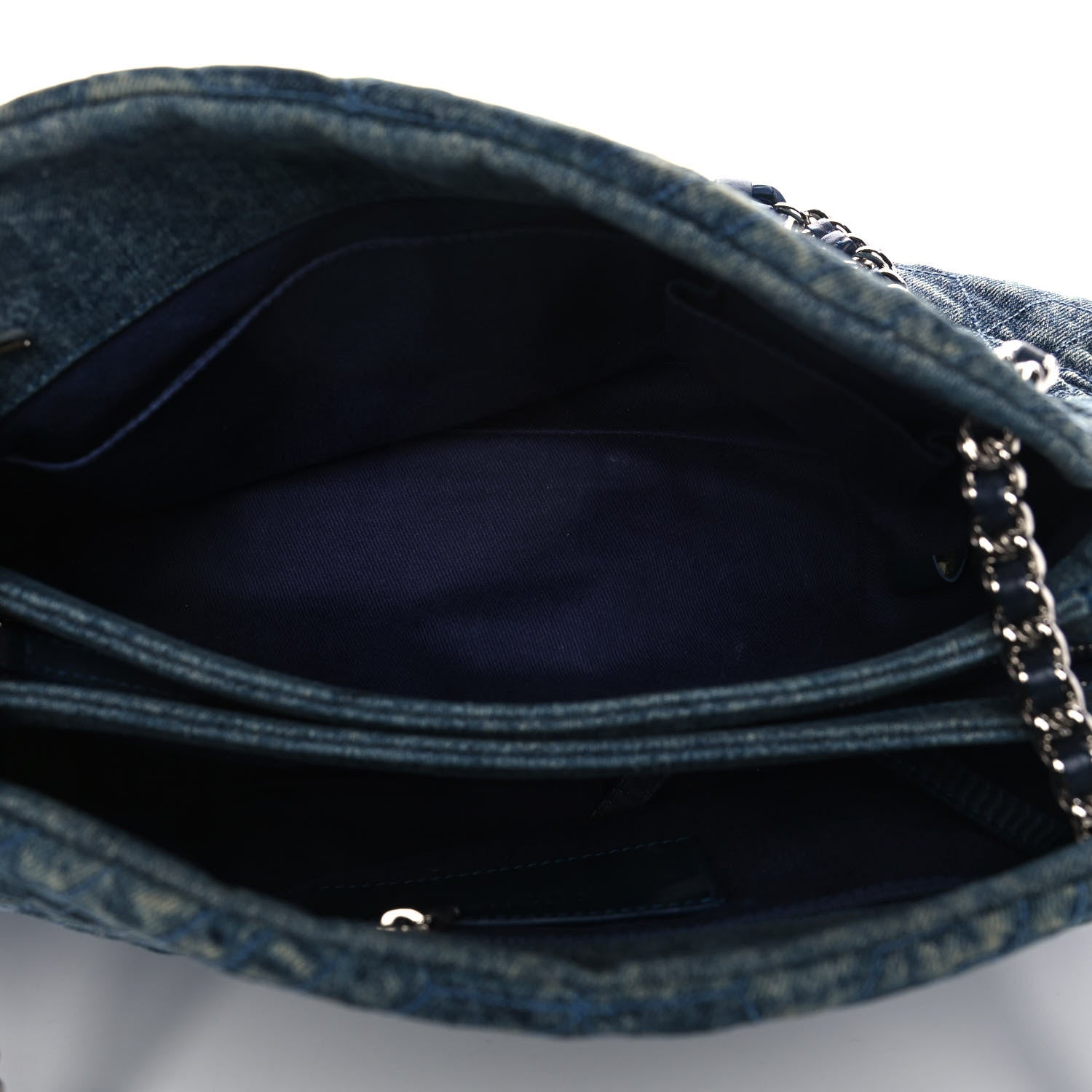 Chanel Denim Camellia Embroidered Large Just Mademoiselle Blue 5 of 11