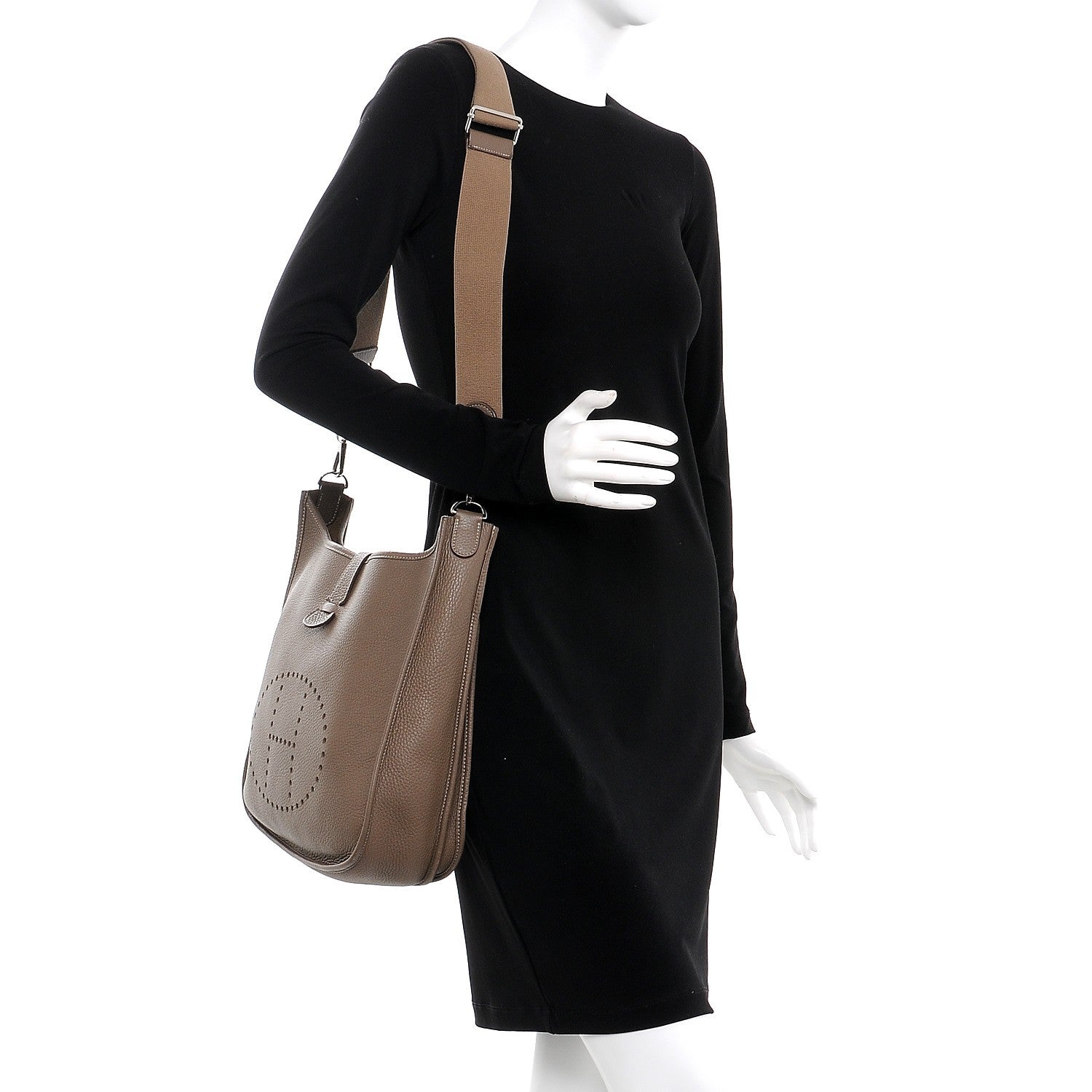 Hermes Taurillon Clemence Evelyne III GM Etoupe 2 of 8