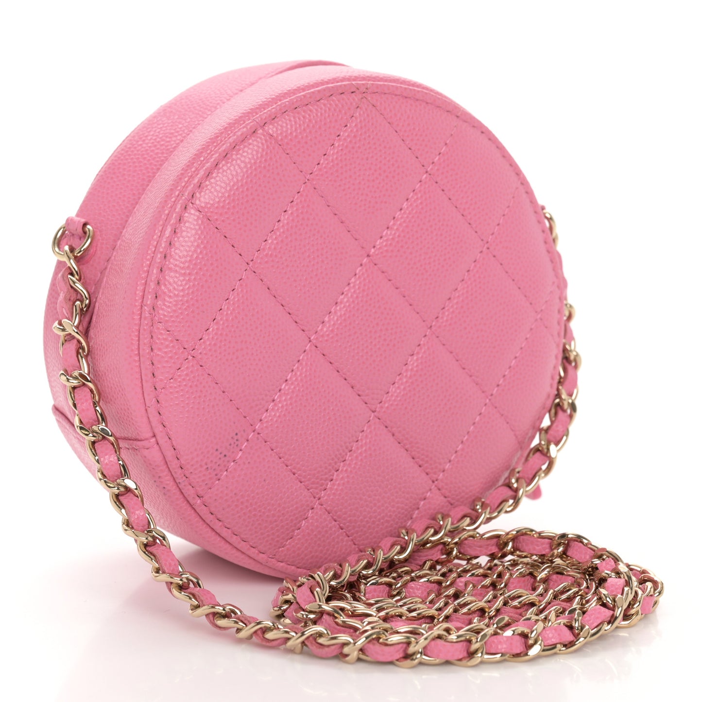 Caviar Quilted Gripoix CC Round Clutch With Chain Pink