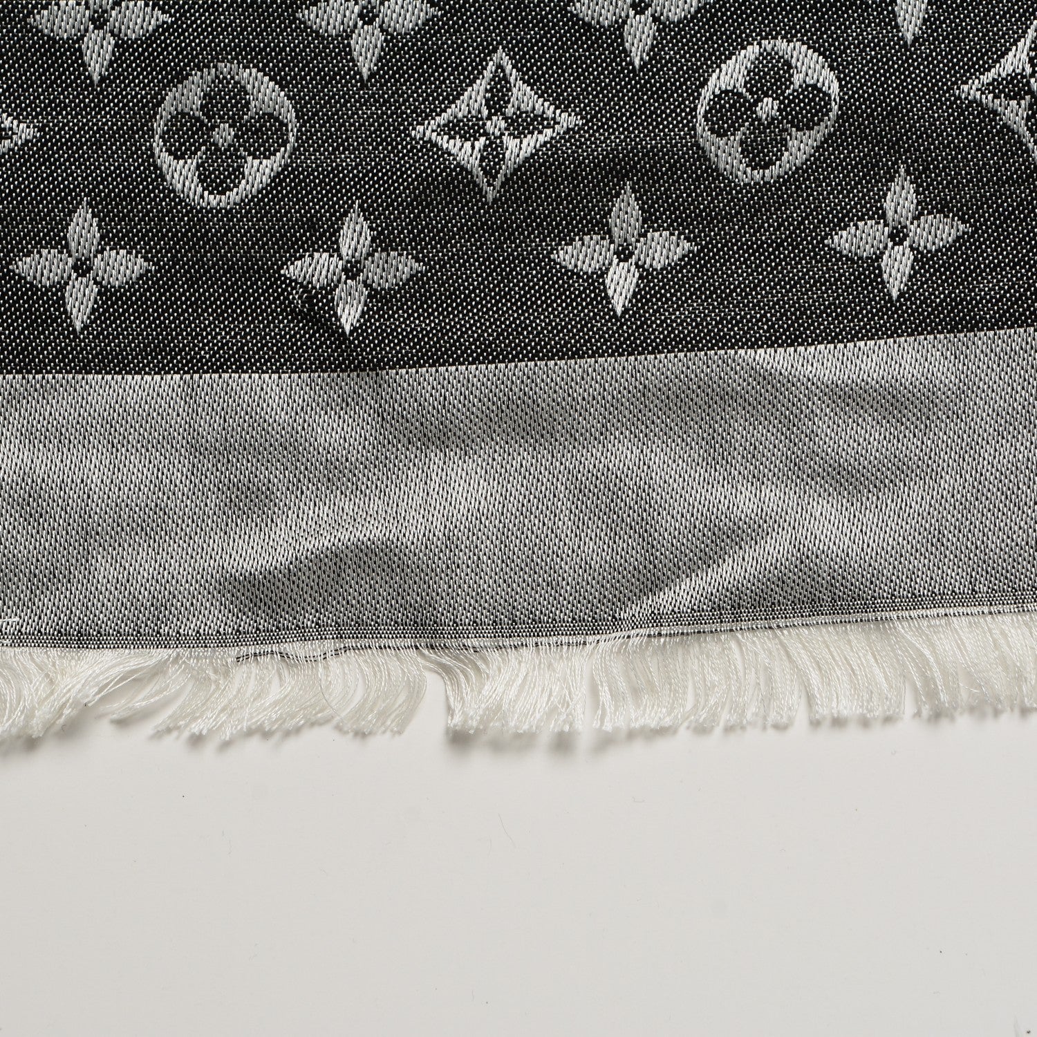 Louis Vuitton Silk Wool Monogram Denim Shawl Black 7 of 10