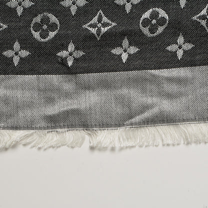 Louis Vuitton Silk Wool Monogram Denim Shawl Black 7 of 10