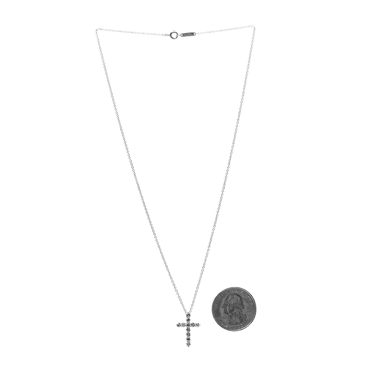 Platinum Diamond Small Cross Pendant Necklace