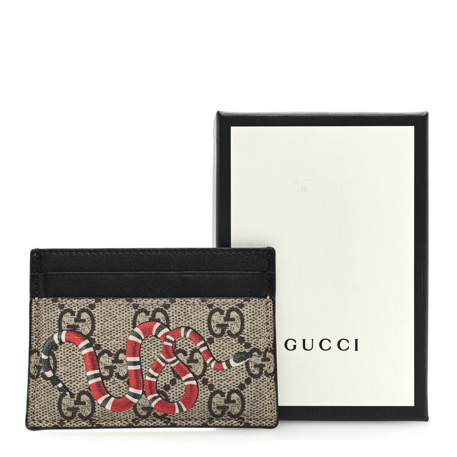 Gucci GG Supreme Monogram Kingsnake Card Holder Beige Black 7 of 7