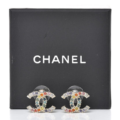 Chanel Crystal Over The Rainbow CC Earrings Gold Multicolor 5 of 5