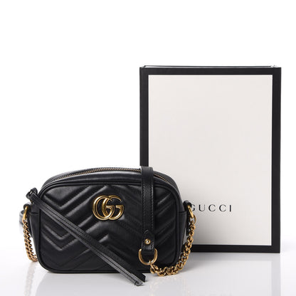 Gucci Calfskin Matelasse Mini GG Marmont Chain Shoulder Bag Black 10 of 10