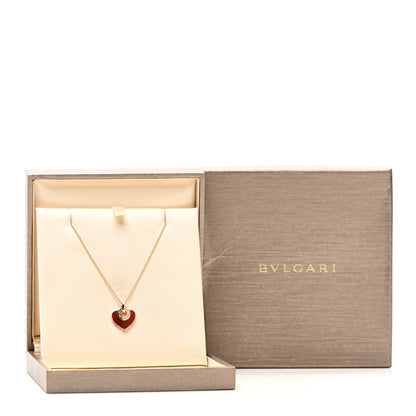 Bulgari 18K Rose Gold Carnelian Cuore Heart Pendant Necklace 5 of 5