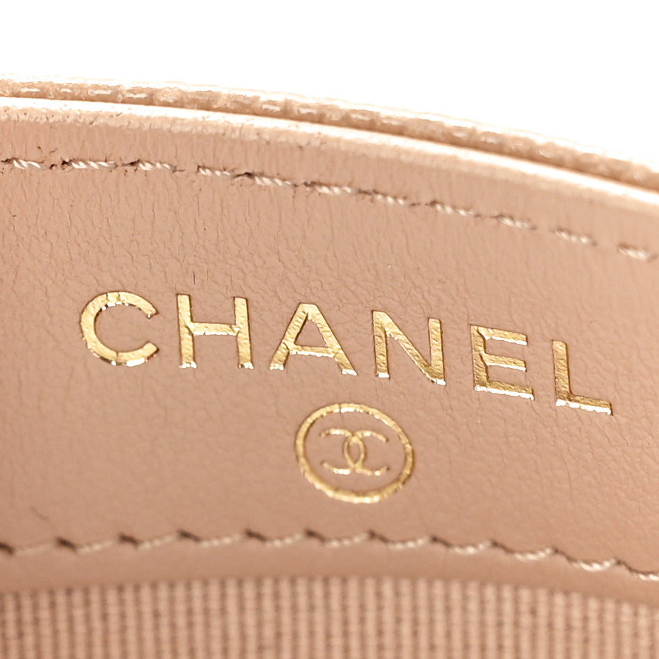 Chanel Caviar Quilted Crystal Card Holder Beige 6 of 9