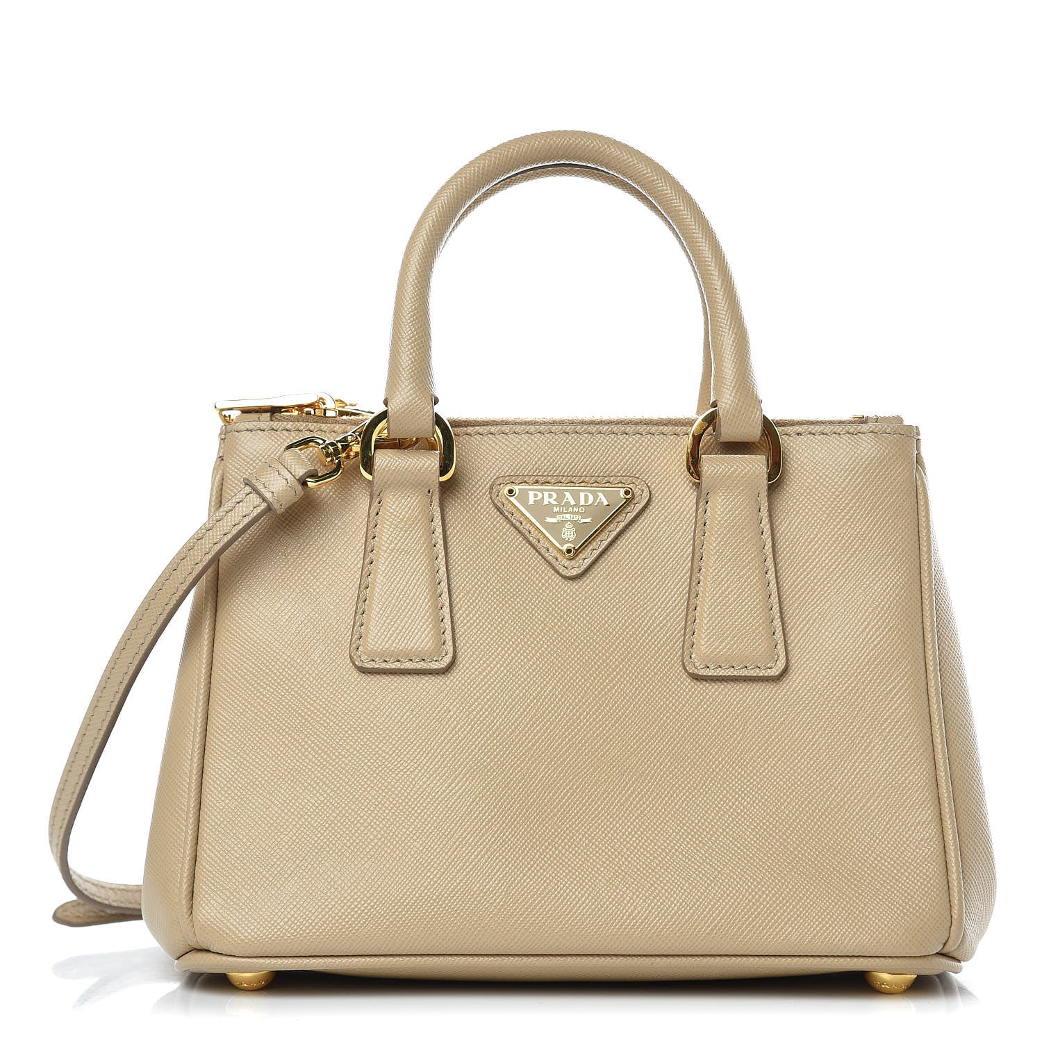 Prada Saffiano Lux Micro Galleria Double Zip Tote Sabbia 1 of 9