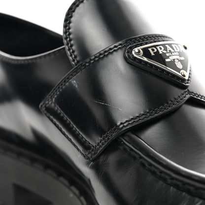 Prada Spazzolato Metal Triangle Logo 50mm Loafers 40.5 Black 9 of 9