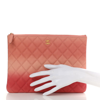 Chanel Caviar Quilted Ombre Medium Cosmetic Case Coral 2 of 7