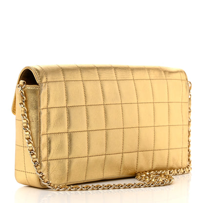Chanel Metallic Lambskin Quilted East West Chocolate Bar Flap Gold 3 of 16