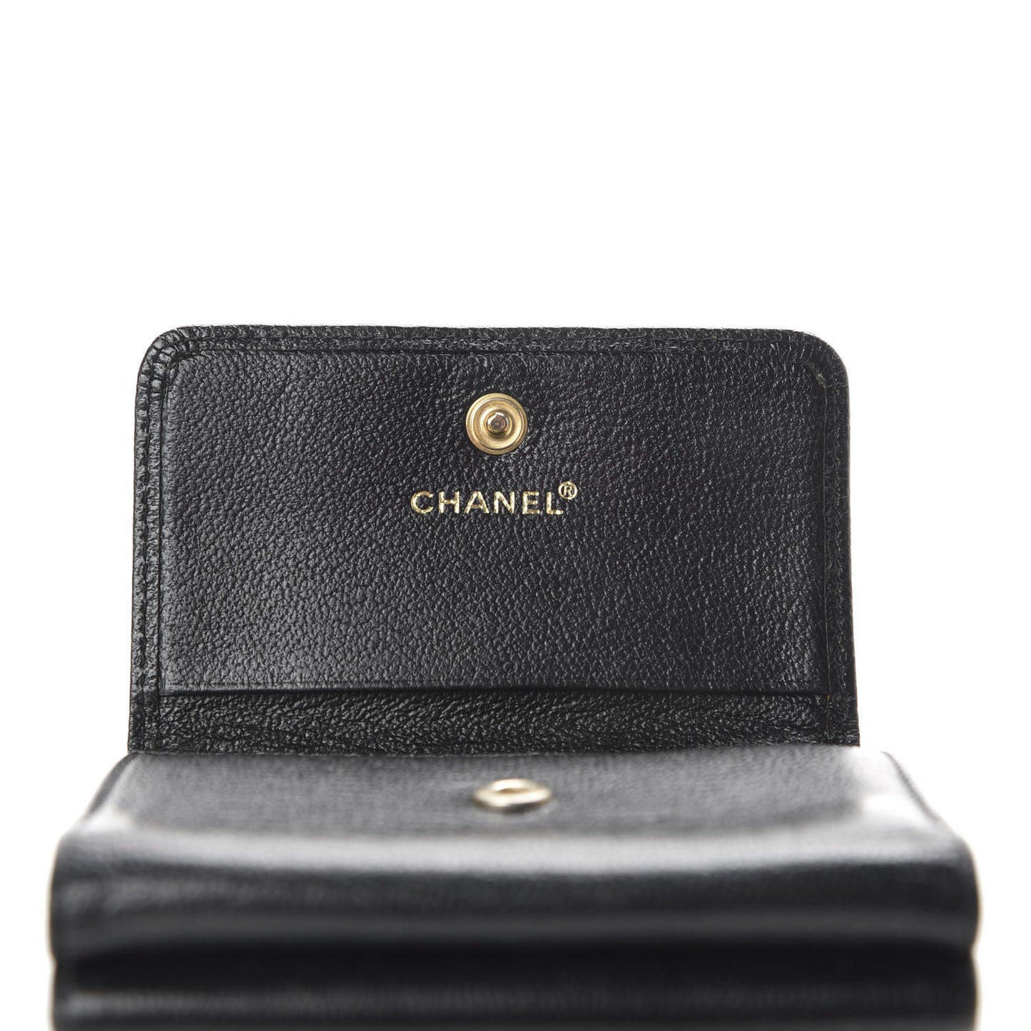 Goatskin Compact Double Sided Wallet Black