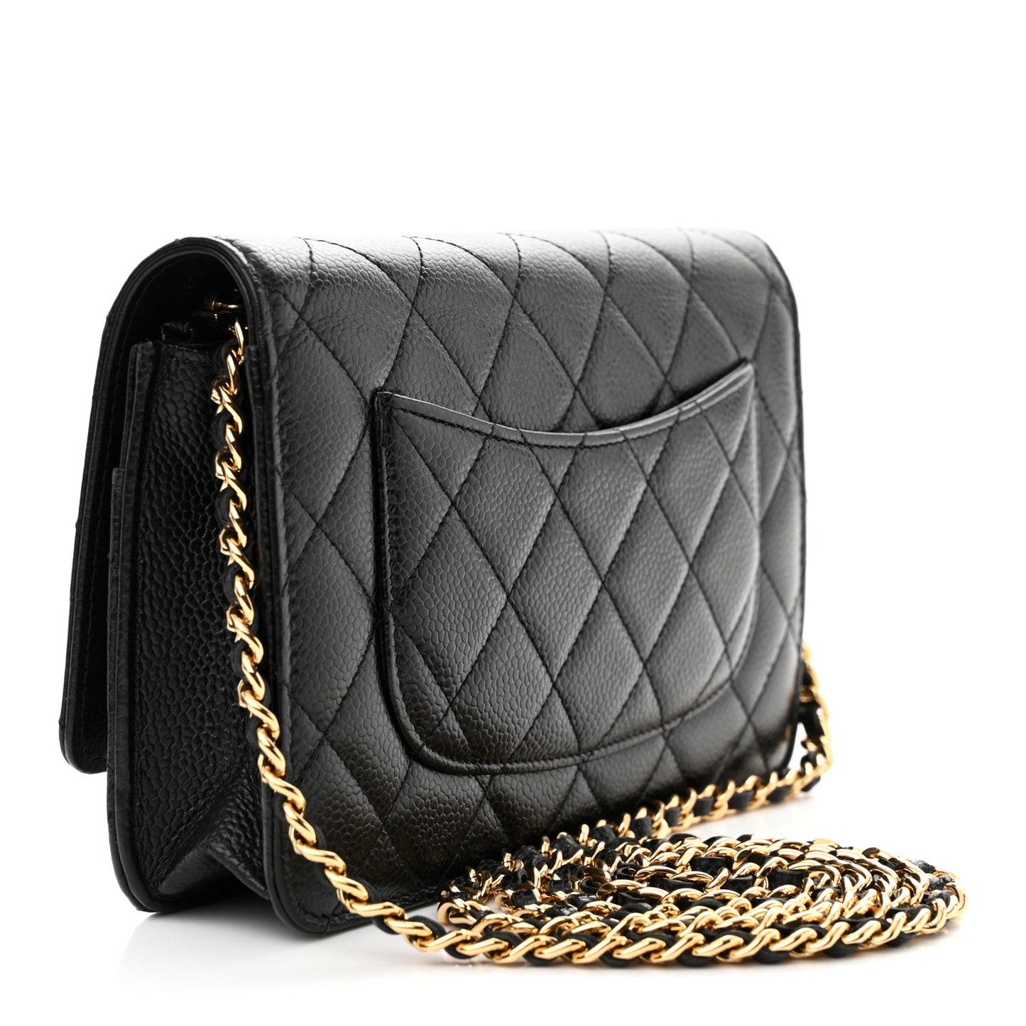 Caviar Quilted Wallet On Chain WOC Black