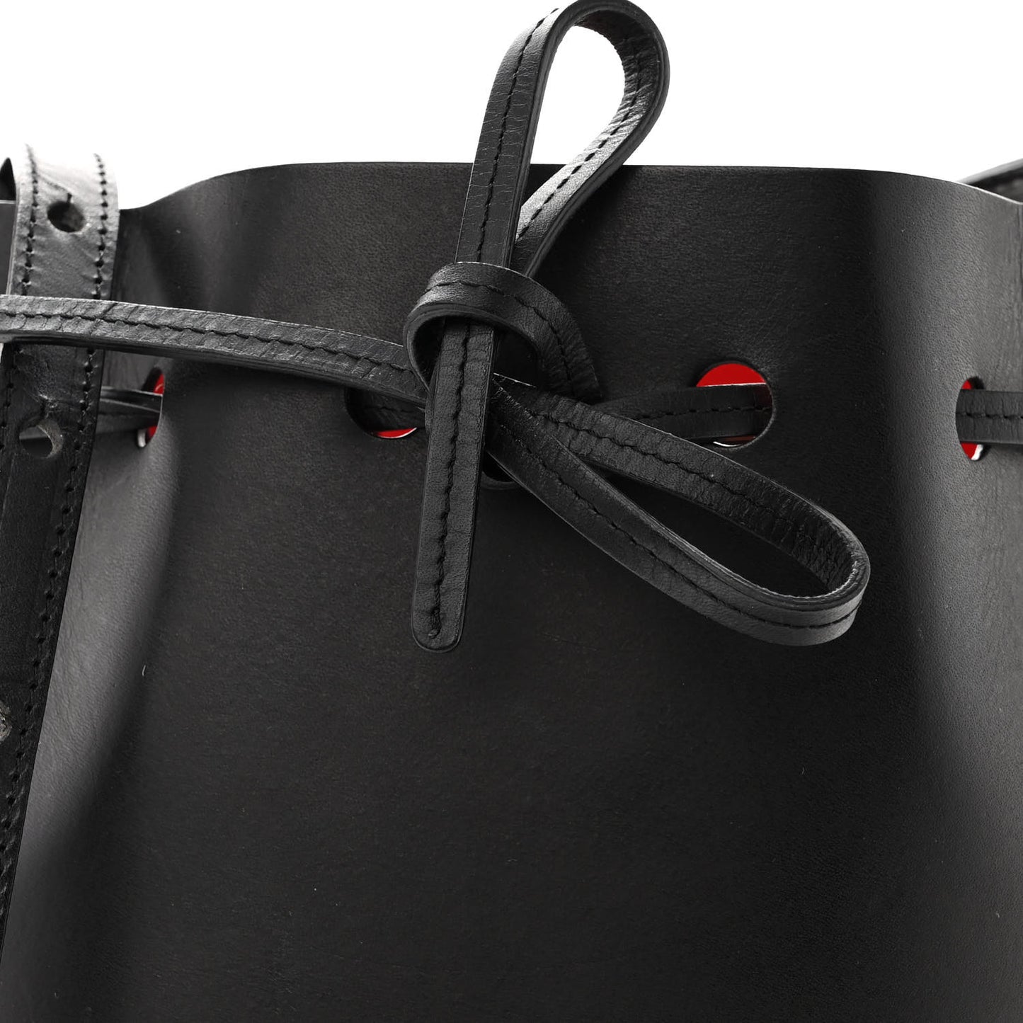 Vegetable Tanned Calfskin Mini Bucket Bag Black Flamma
