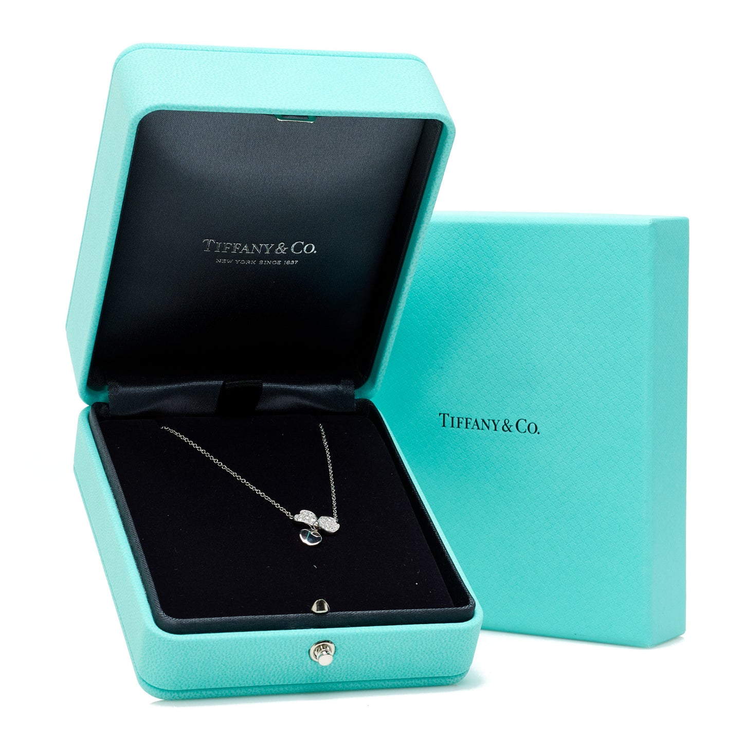 Platinum Diamond .17ctw Small Paper Flowers Pendant Necklace