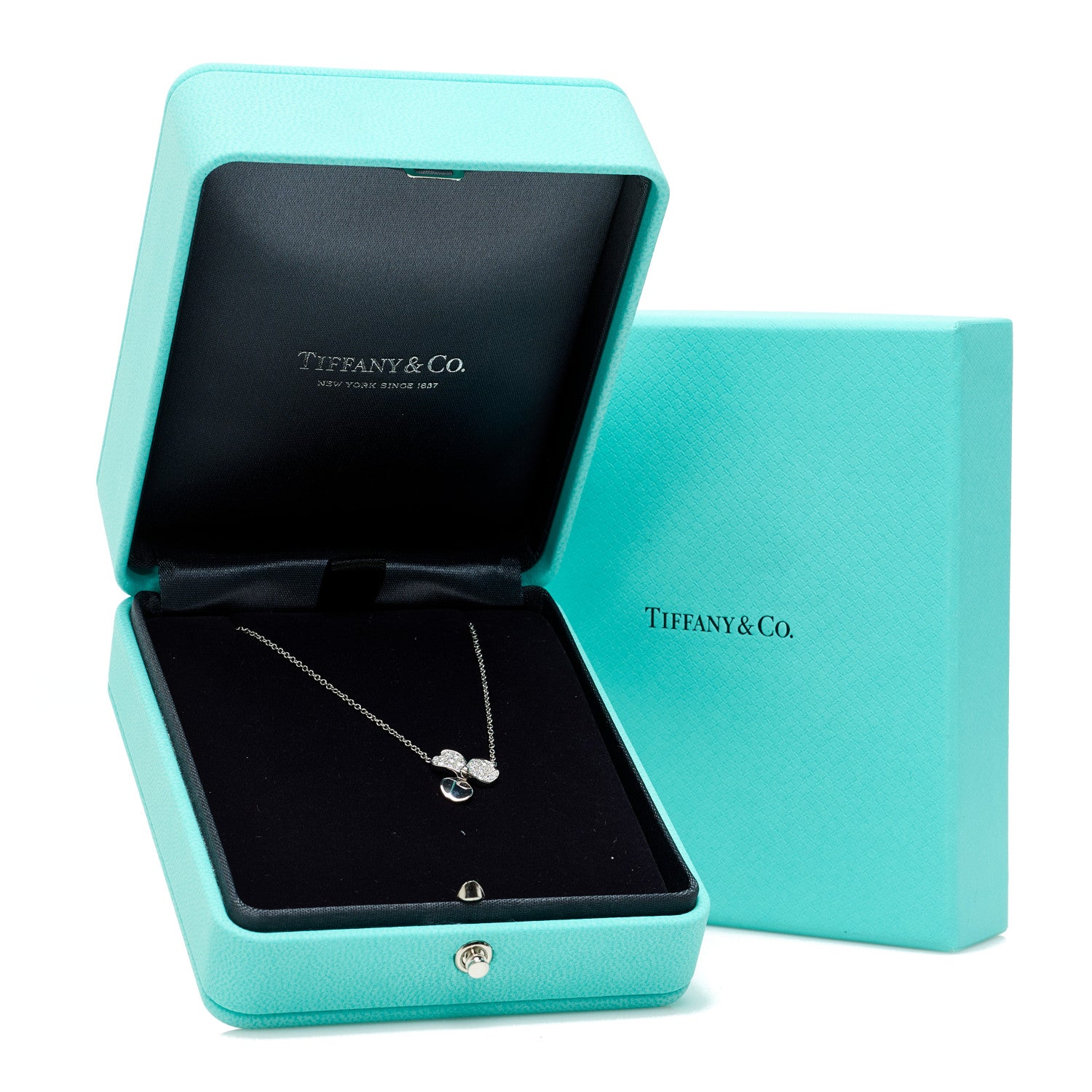 Tiffany Platinum Diamond .17ctw Small Paper Flowers Pendant Necklace 6 of 6
