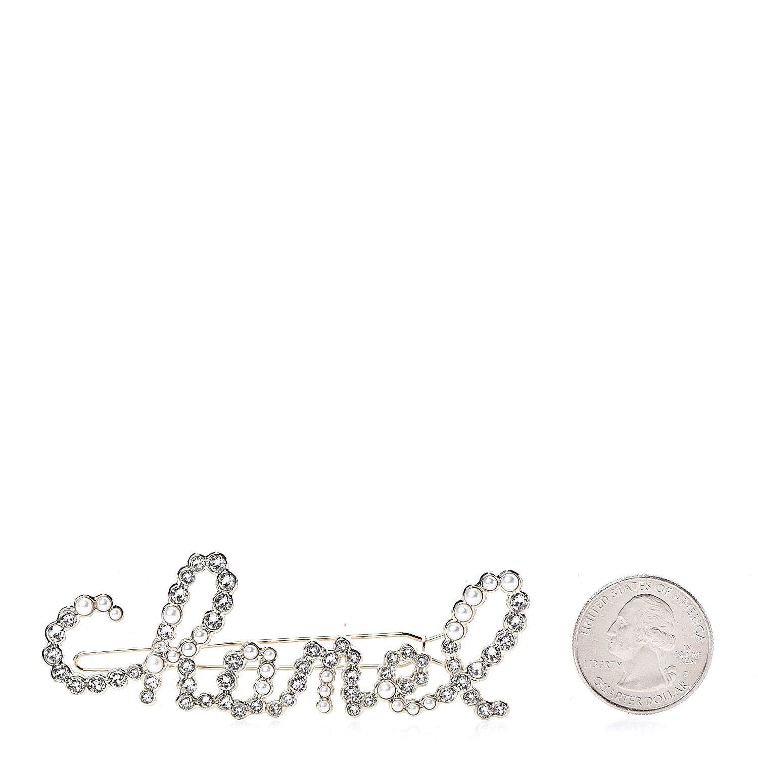 Chanel Metal Glass Swirling Pearls Hair Clip Gold 2 of 4