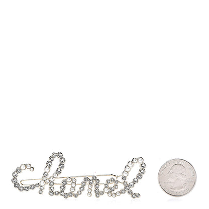 Chanel Metal Glass Swirling Pearls Hair Clip Gold 2 of 4