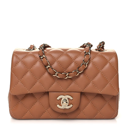 Chanel Lambskin Quilted Mini Rectangular Flap Brown 1 of 10