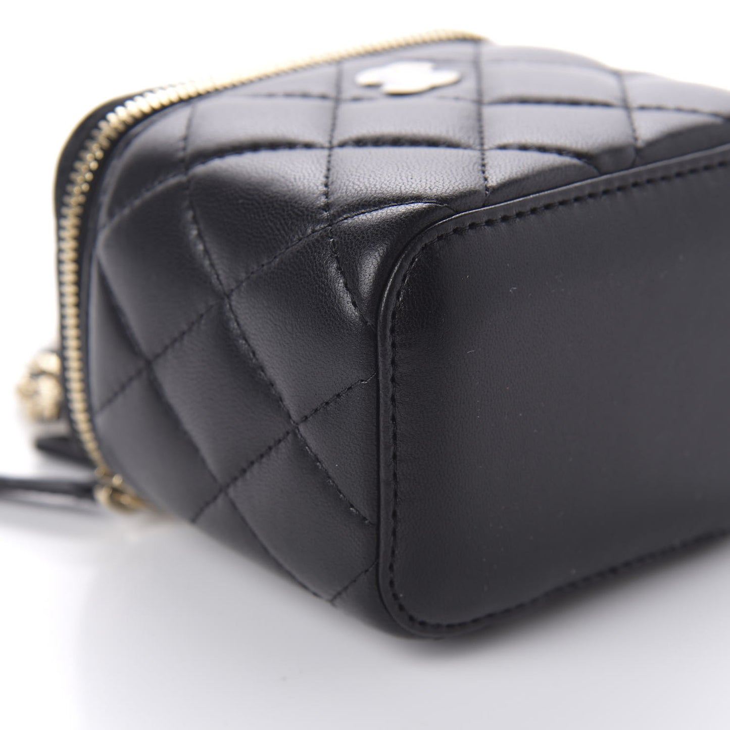 Lambskin Quilted Mini Vanity Case With Chain Black