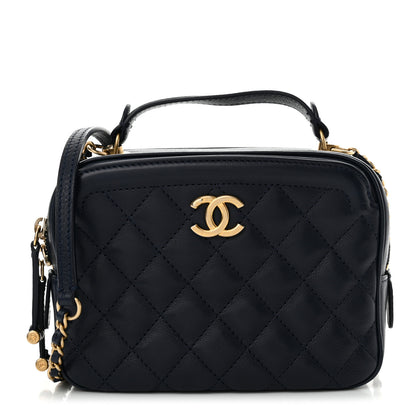 Chanel Calfskin Quilted CC Small Vanity Case Navy 1 of 13