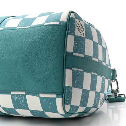 Louis Vuitton Calfskin Damier Keepall Bandouliere 45 Teal 9 of 10