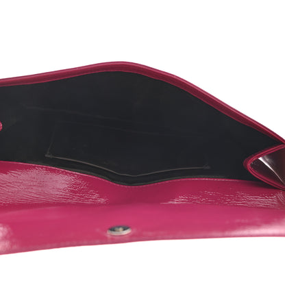 Saint Laurent Textured Patent Monogram Large Belle De Jour Clutch Fuchsia 4 of 6