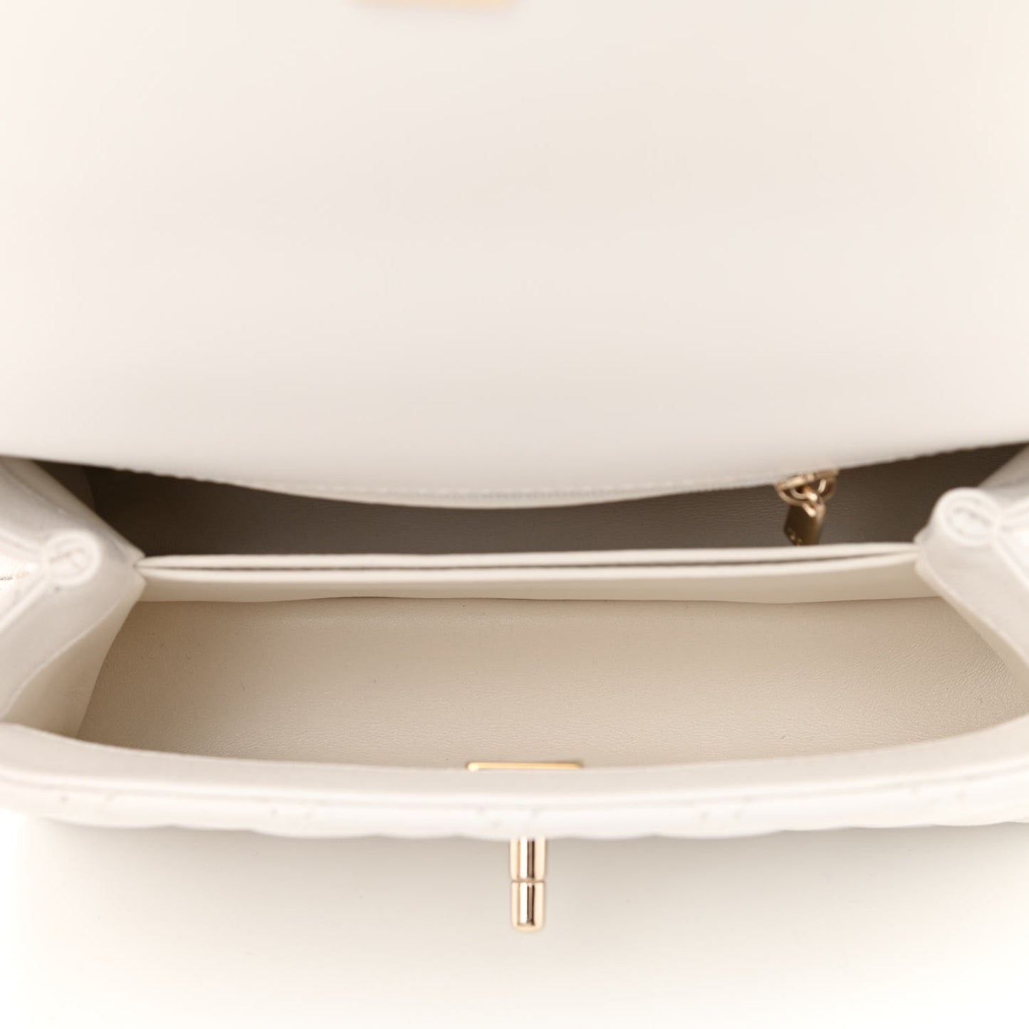 Caviar Quilted Mini Coco Handle Flap White