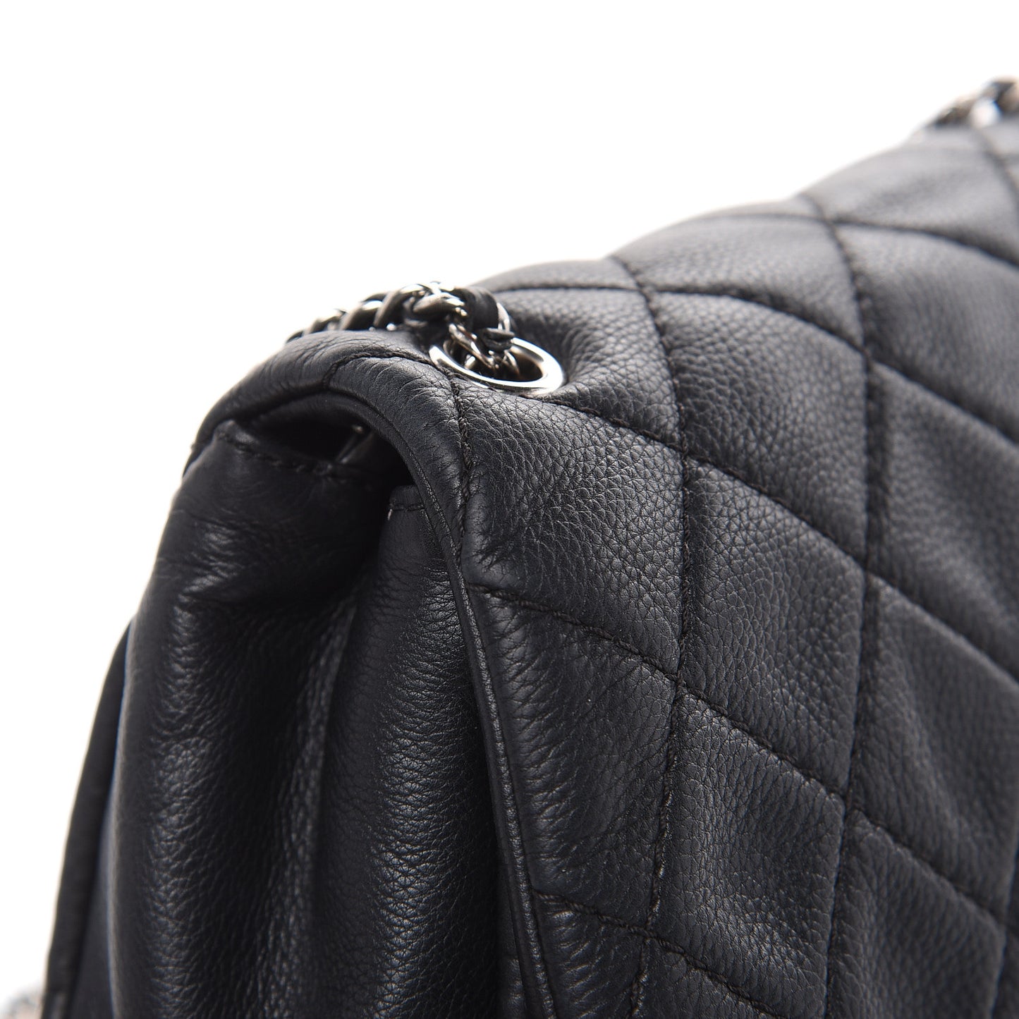 Grained Calfskin Single Flap Black