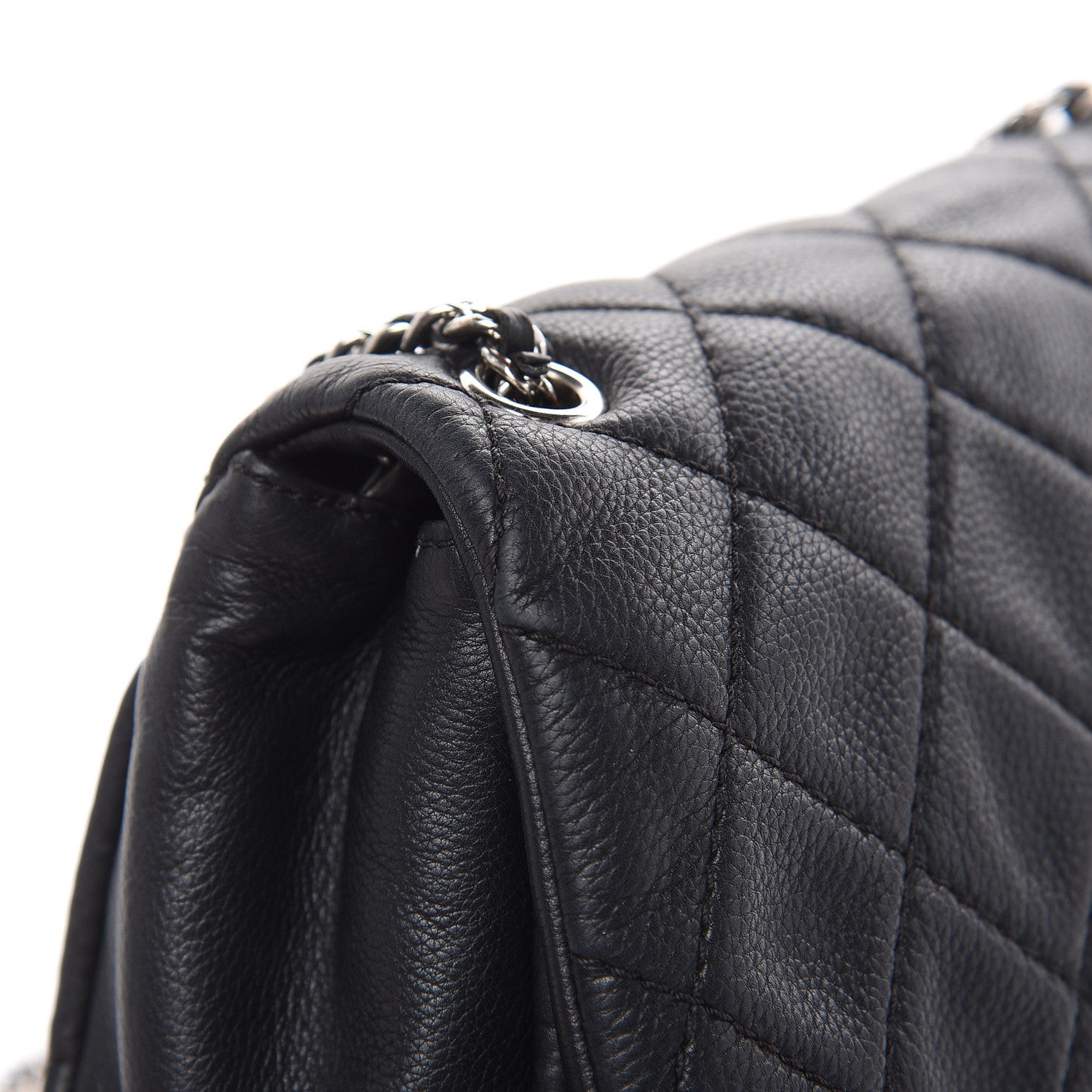 Chanel Grained Calfskin Single Flap Black 12 of 18