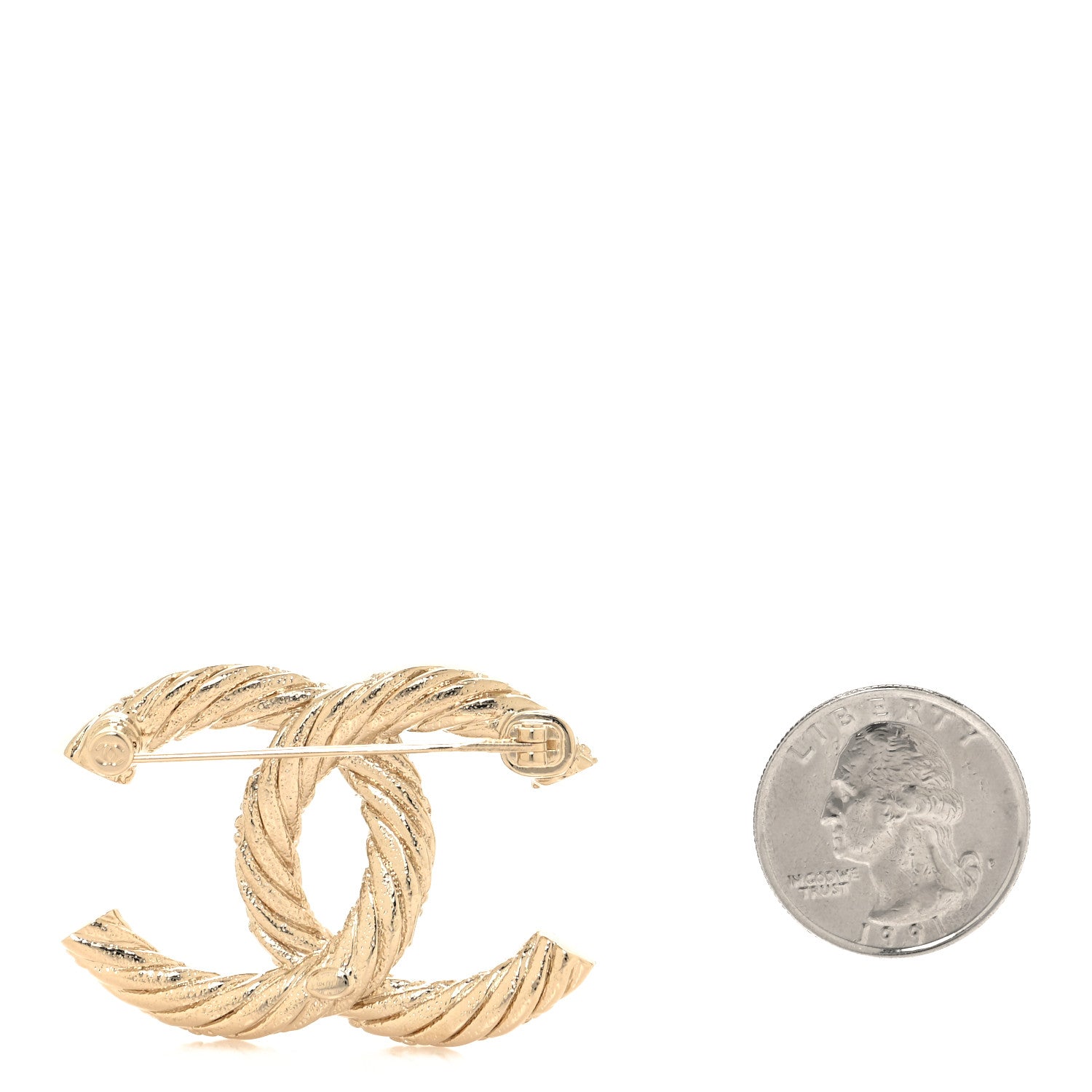 Chanel Twisted CC Brooch Light Gold 2 of 4