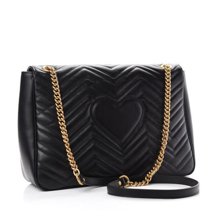 Gucci Calfskin Matelasse Large GG Marmont Shoulder Bag Black 3 of 11
