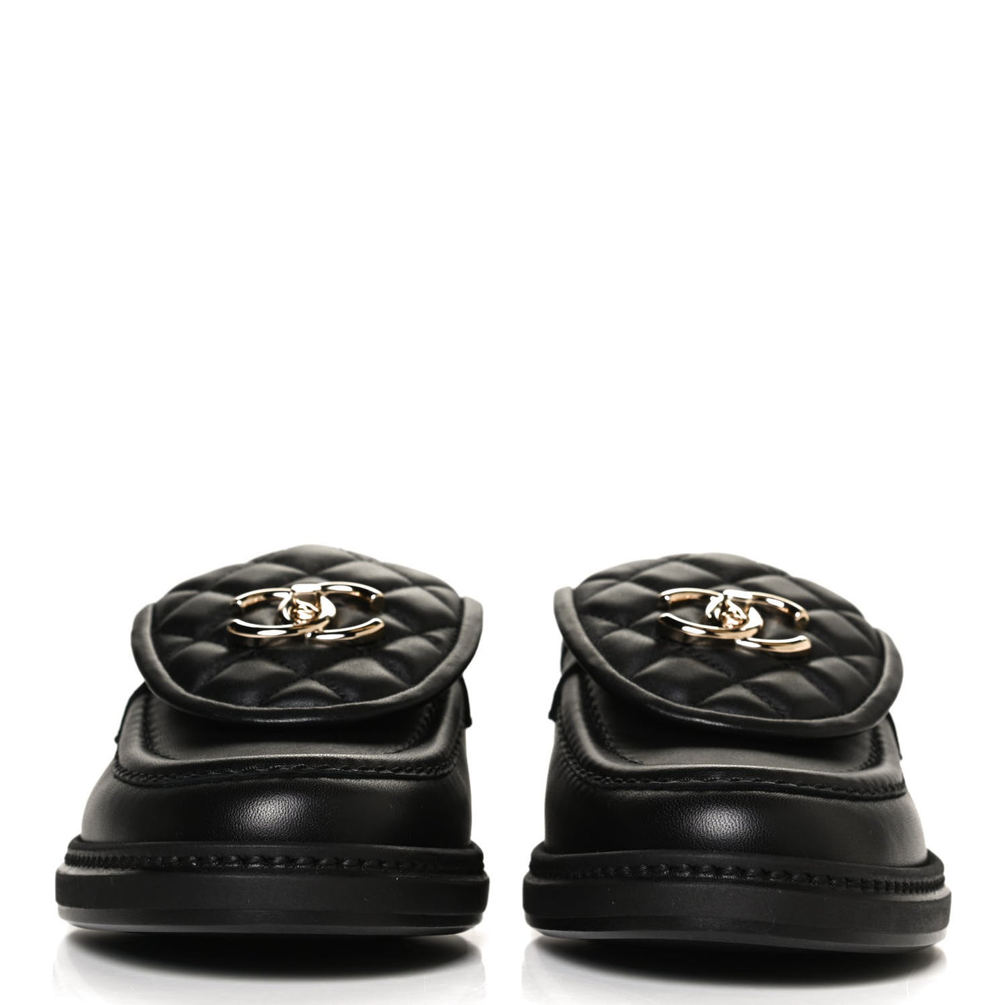 Lambskin Quilted CC Turnlock Loafers 38 Black