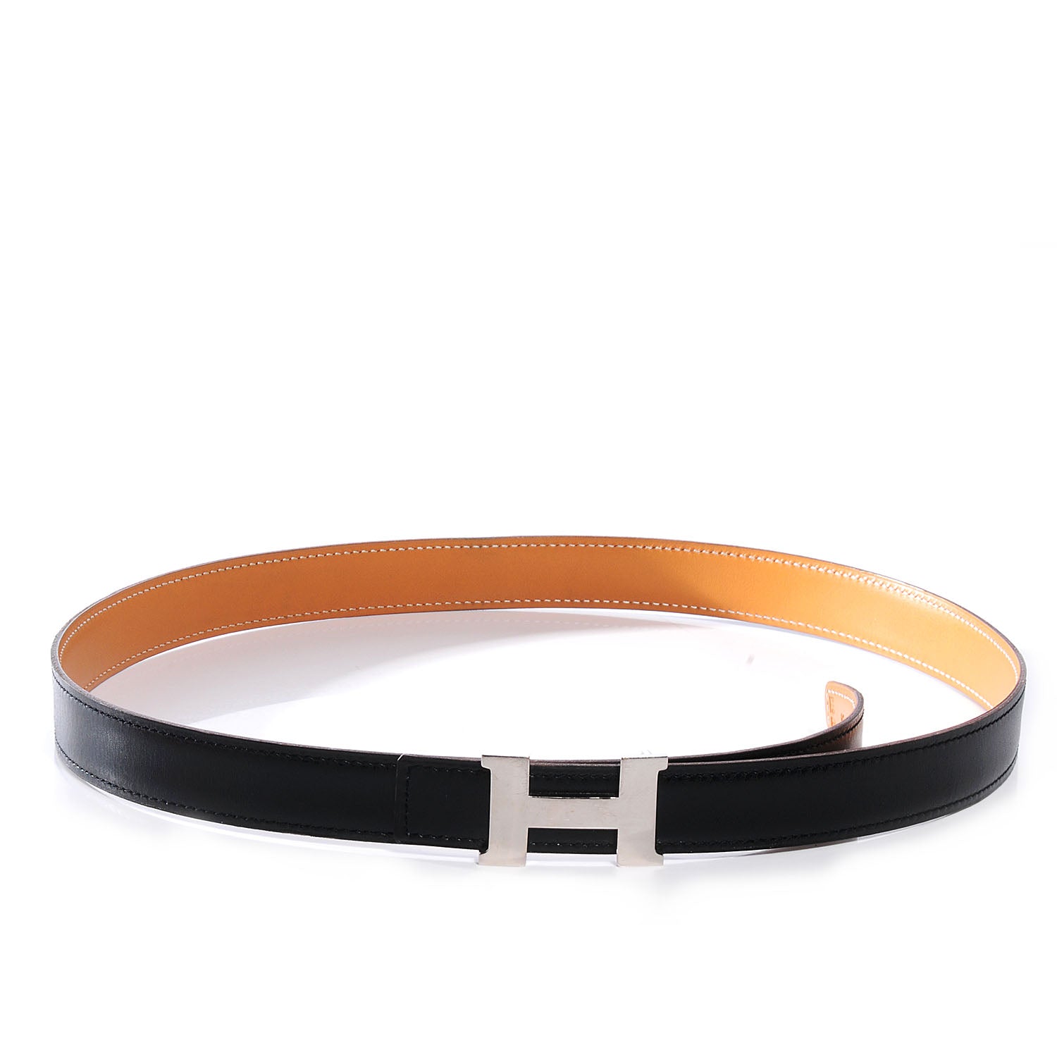 Hermes Box Reversible 24mm Constance H Belt Noir Natural 85 1 of 5