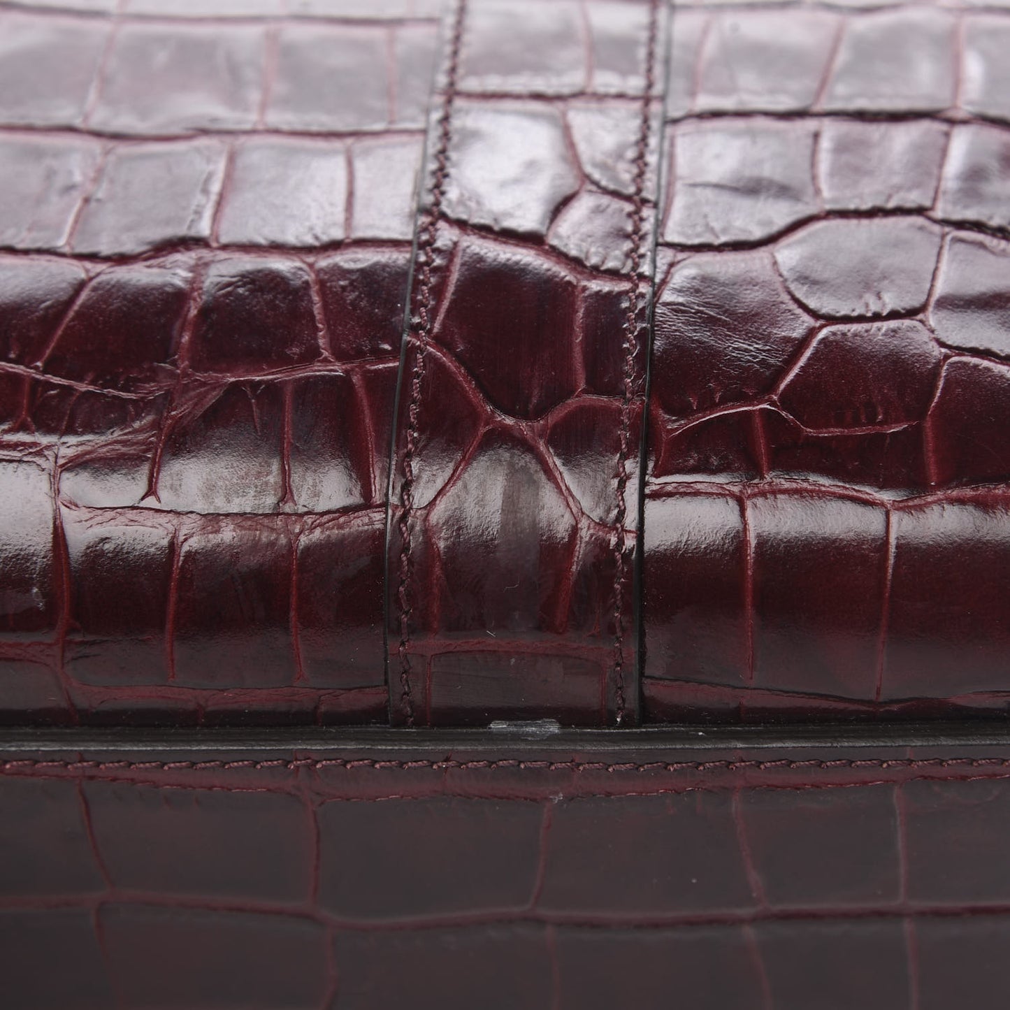 Crocodile Embossed Calfskin Small Zipped Bayswater Oxblood