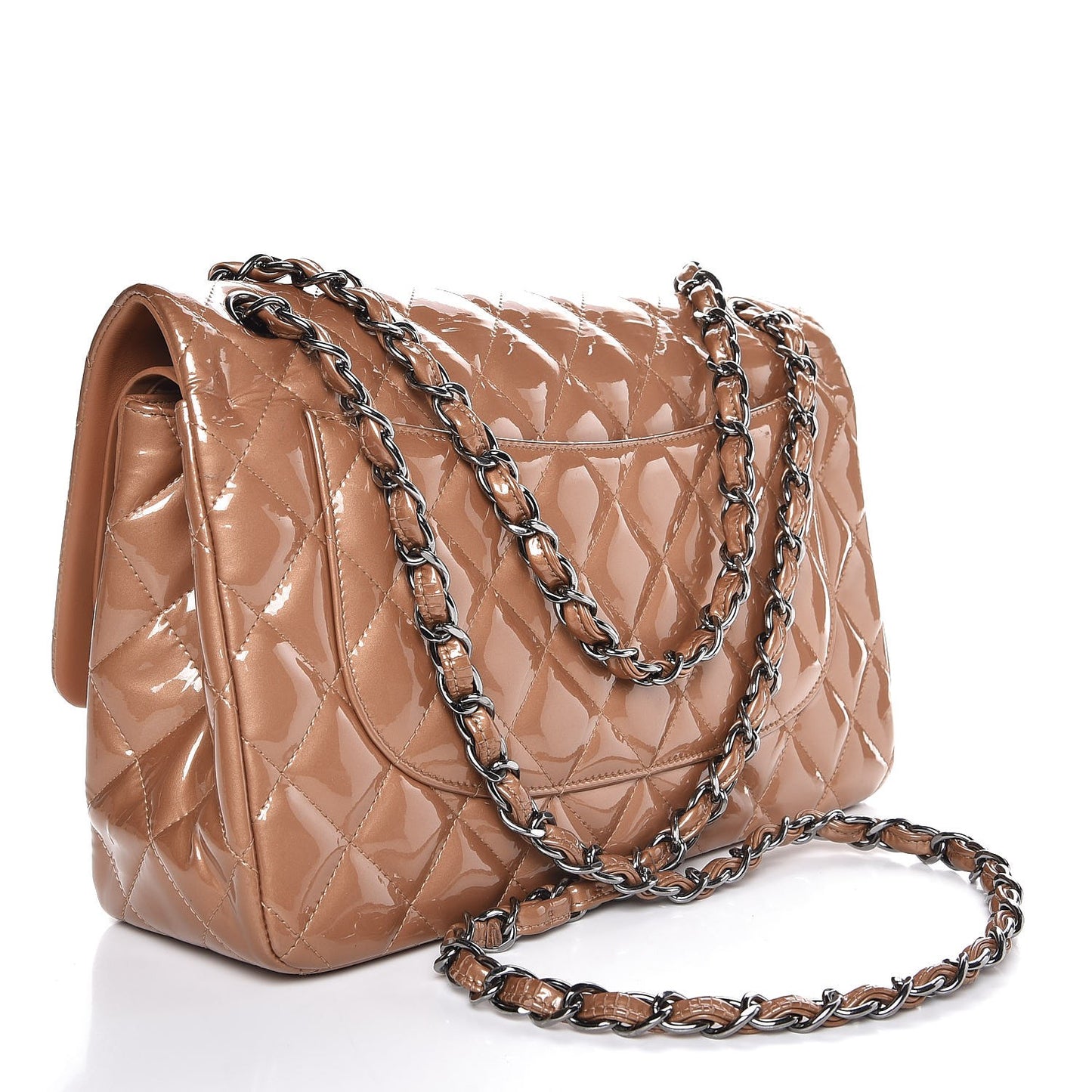 Patent Quilted Jumbo Double Flap Bronze