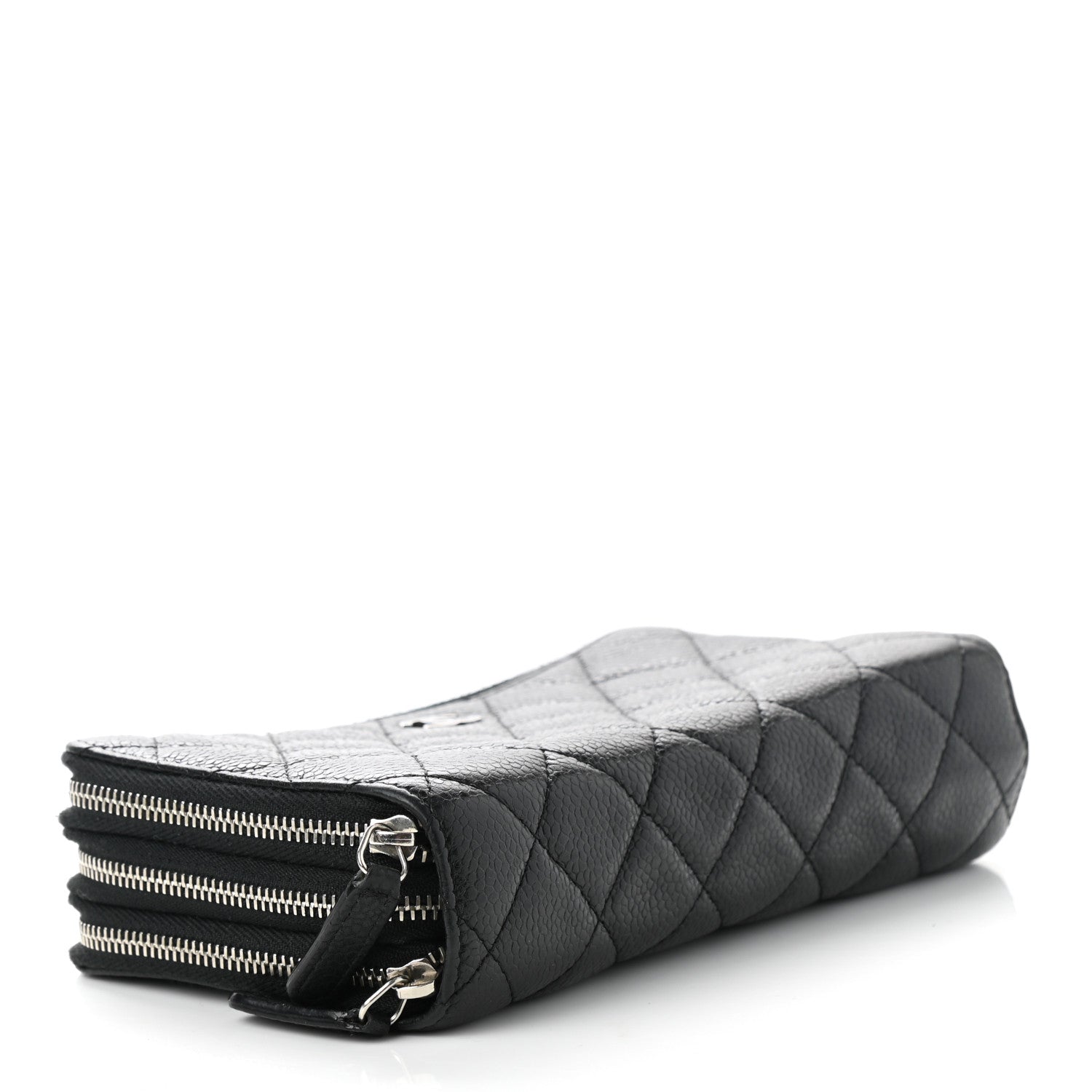 Chanel Caviar Quilted Triple Zip Wallet Black 4 of 10