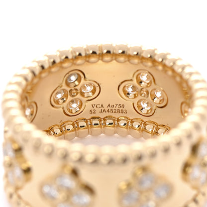 Van Cleef & Arpels 18K Yellow Gold Diamond Perlee Clovers Ring 52 6 4 of 5