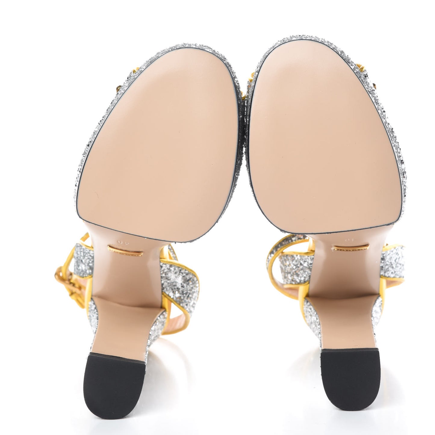 Glitter Soko Bee Platform High Heel Sandals 40 Argento Oro Vecchio