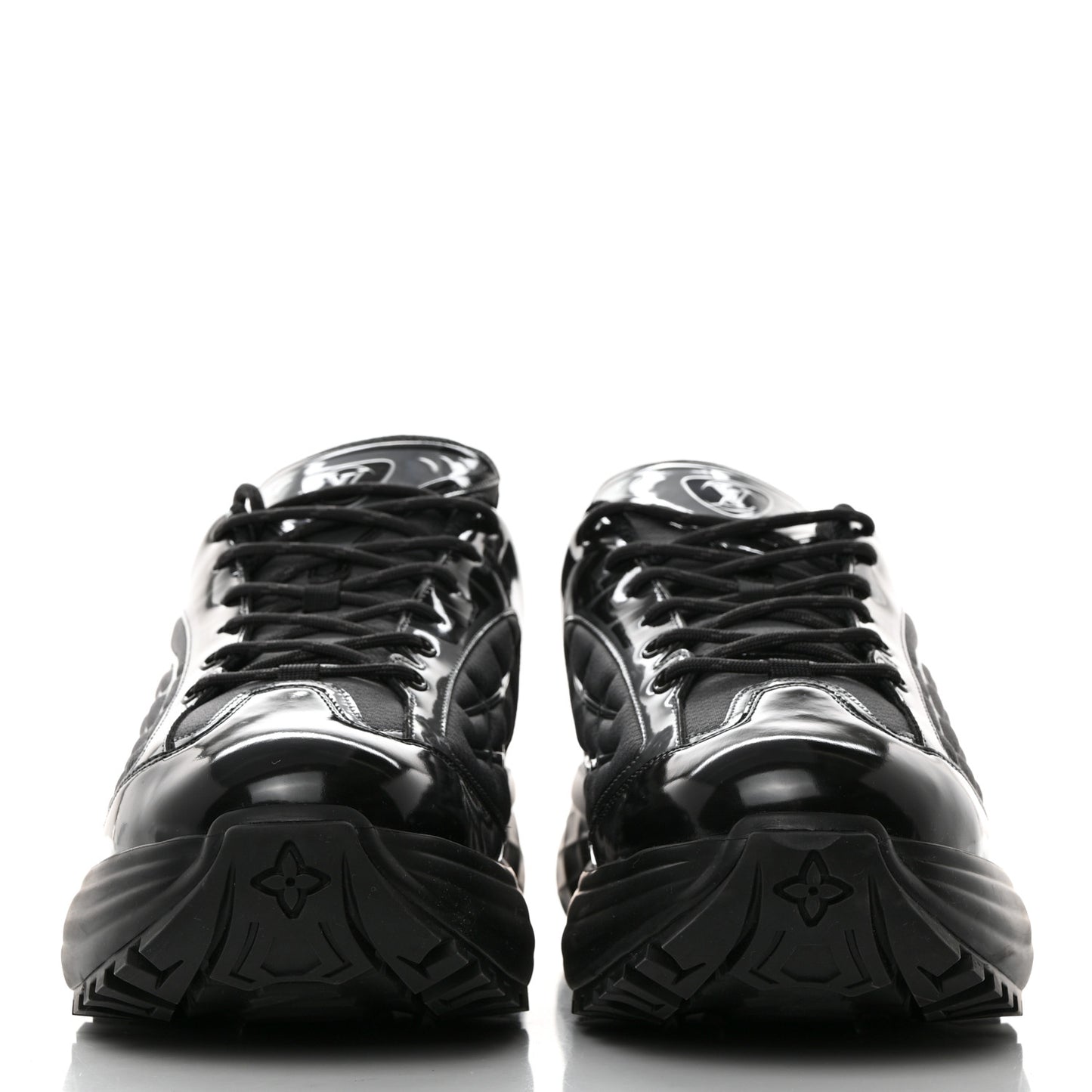 Monogram Discovery Lace Up Sneakers 9 Black Silver