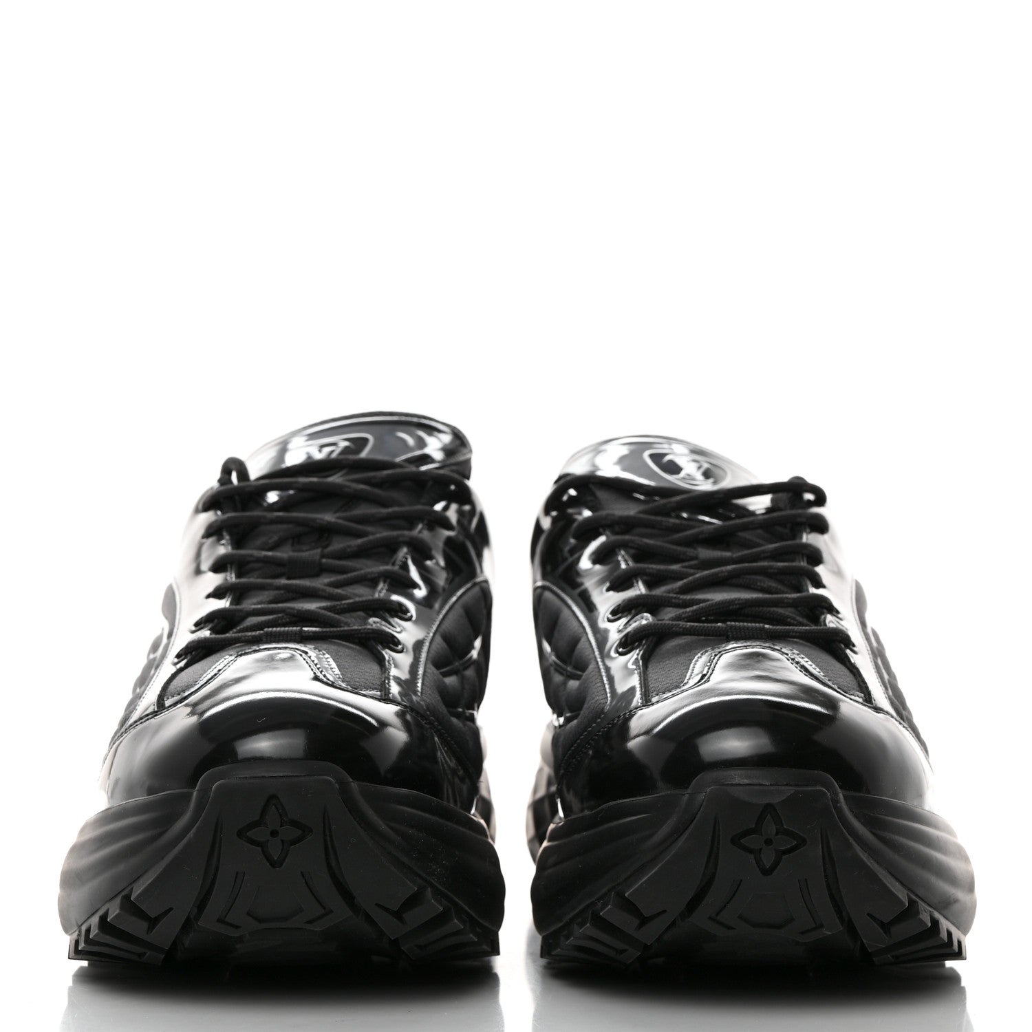 Louis Vuitton Monogram Discovery Lace Up Sneakers 9 Black Silver 2 of 8