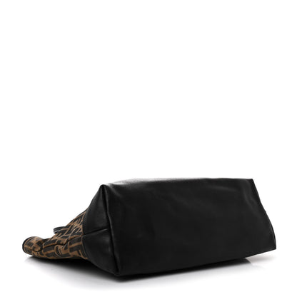 Fendi Zucca Vitello Elite Medium Roll Tote Tobacco Black 4 of 15