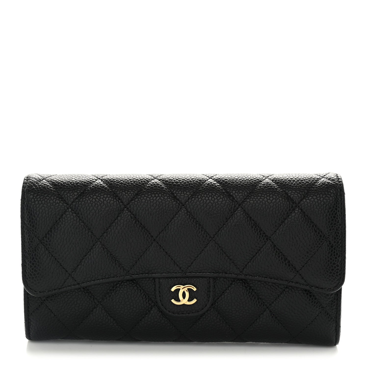 Chanel Caviar Quilted Large Gusset Flap Wallet Black 1 of 11
