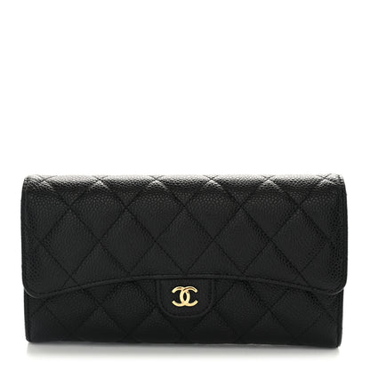 Chanel Caviar Quilted Large Gusset Flap Wallet Black 1 of 11