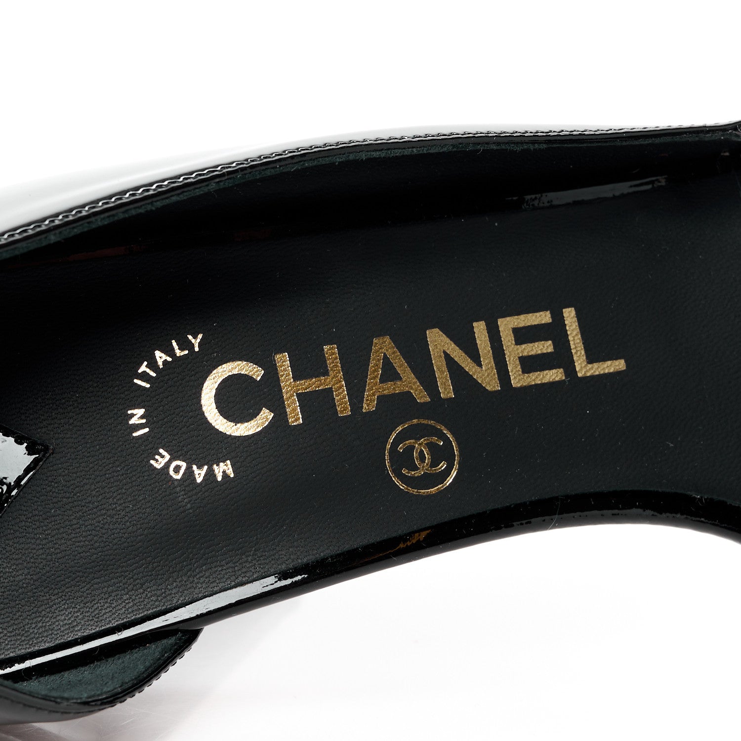 Chanel Patent CC Peep Toe Pumps 39 Black 7 of 9