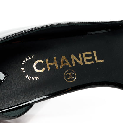 Chanel Patent CC Peep Toe Pumps 39 Black 7 of 9