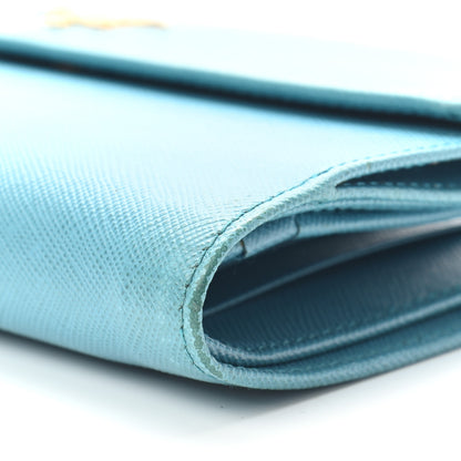 Prada Saffiano Metal Continental Flap Wallet Turchese 9 of 13