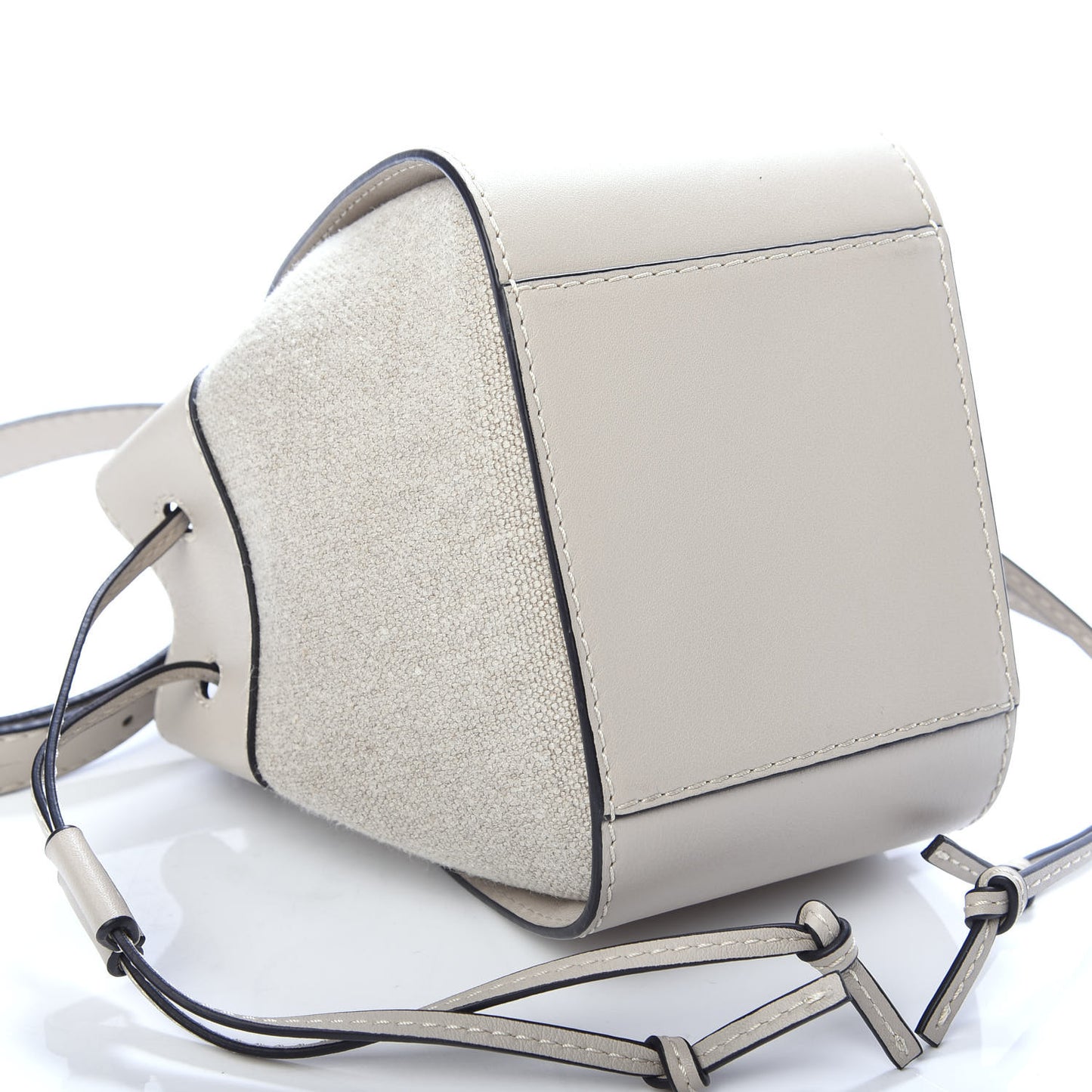 Calfskin Canvas Mini Hammock Shoulder Bag Natural Light Oat