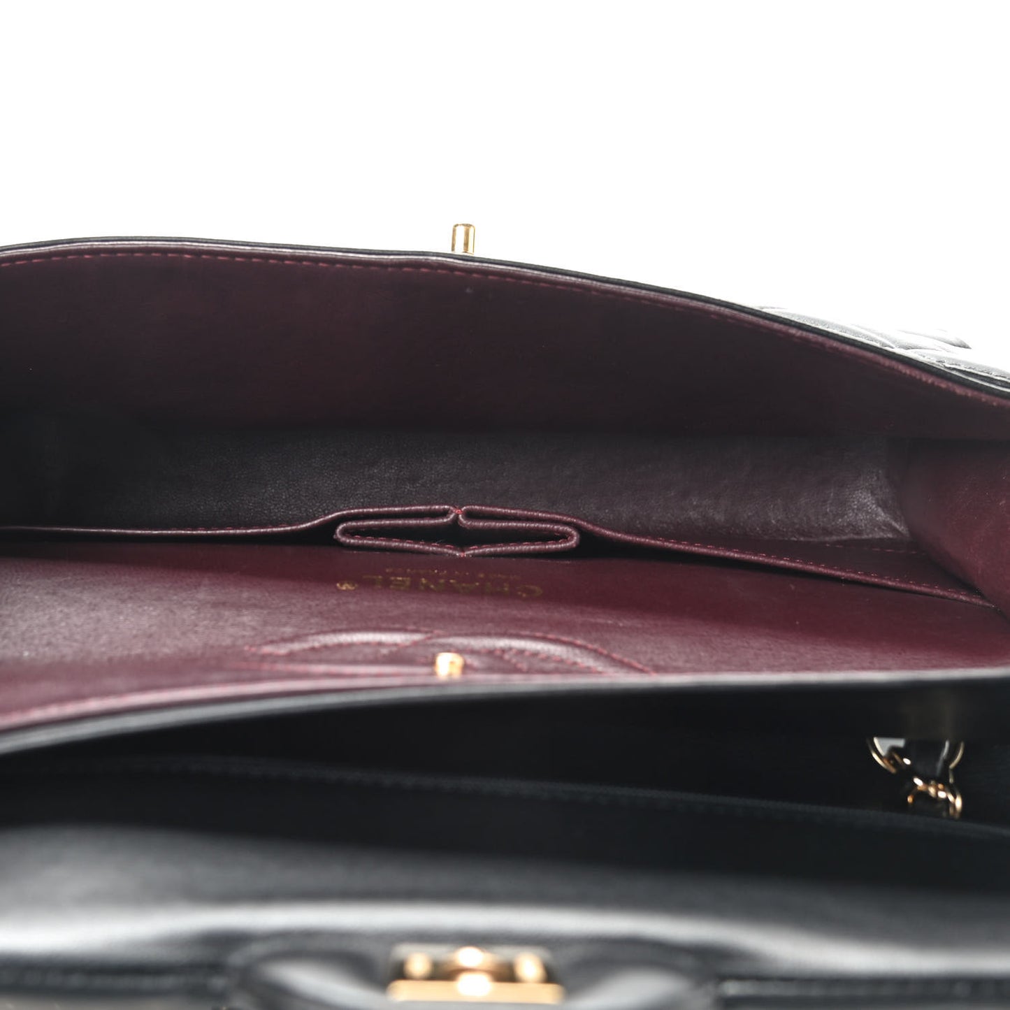 Lambskin Quilted Medium Double Flap Black