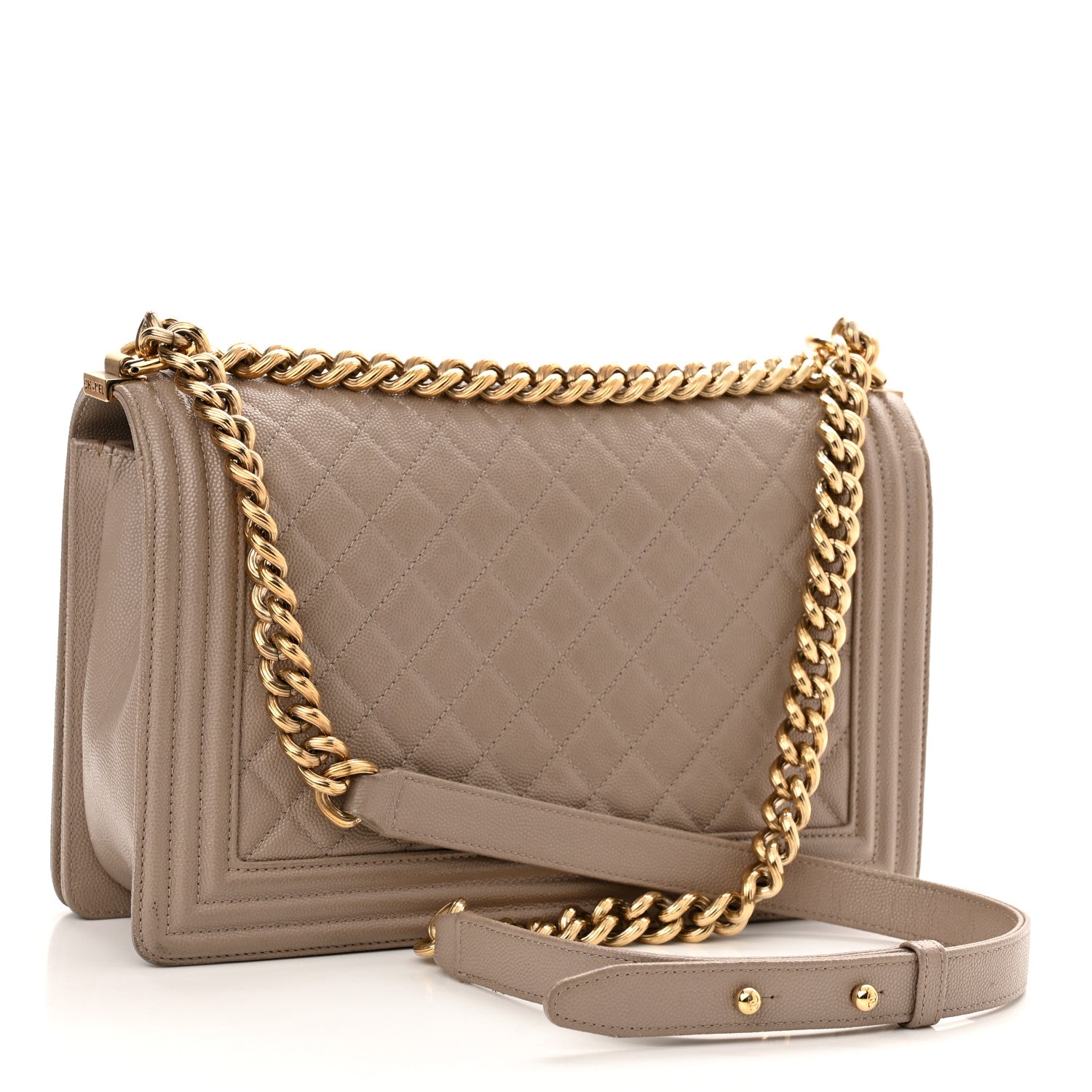 Chanel Caviar Quilted New Medium Boy Flap Dark Beige 3 of 12